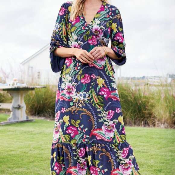 Soft Surroundings Midi Dress in floral NWT Sz Large - Picture 1 of 8
